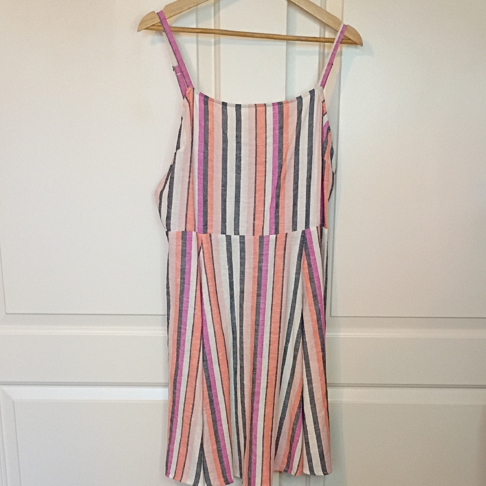 Gap Linen Blend Square Neck Mini Dress Size Large